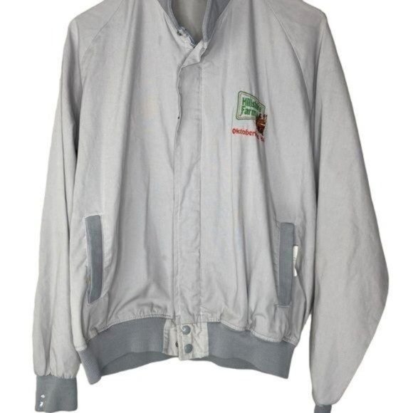 Vintage 80’s Hills shire Farms Octoberfest 86’ mens light jacket gray Large L - Picture 2 of 15